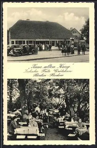 AK Berlin-Rudow, Gasthaus Zum alten Krug, Neuköllner Strasse 373, Garten