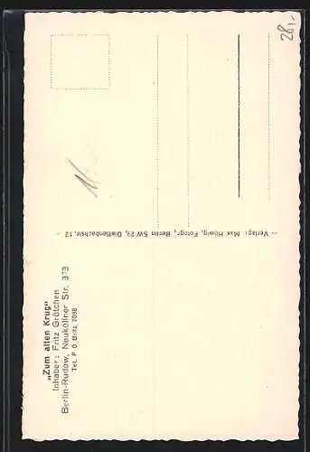 AK Berlin-Rudow, Gasthaus Zum alten Krug, Neuköllner Strasse 373, Garten