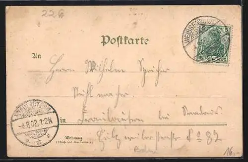 Lithographie Rastatt, Totalansicht, Schloss, Bernhardus-Kirche