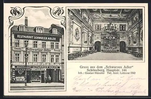 AK Schöneberg, Restaurant Schwarzer Adler, Hauptstrasse 144, Innenansicht