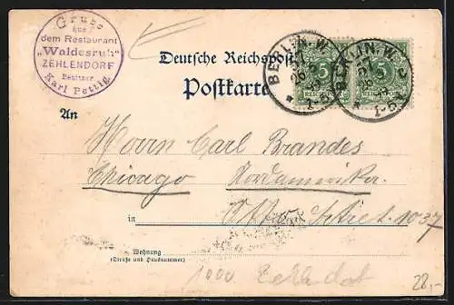 Lithographie Berlin-Zehlendorf, Ansichten vom Restaurant Waldesruh