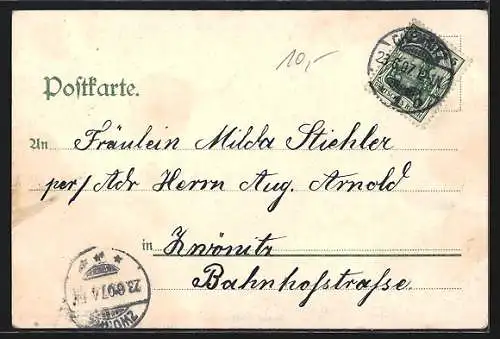 Lithographie Chemnitz, Gaststätte Reichels Neue Welt B. Reichel, Innenansichten: Tropfstein-Gruppe m. Wasserfällen, Saal