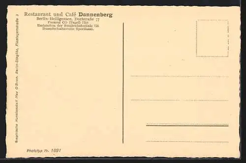 AK Berlin-Heiligensee, Restaurant und Cafe Dannenberg in der Dorfstrasse 77