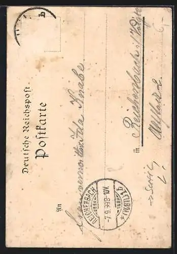 Lithographie Suhl, Partie am Bismarckturm