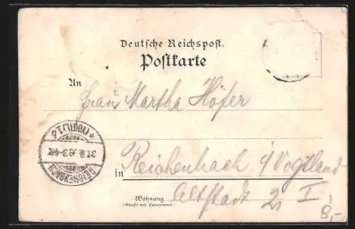Lithographie Gehlberg, Gasthof zum Hirsch der Gebr. Spindler, Bettelmannskopf, Aussichtsturm Schneekopf
