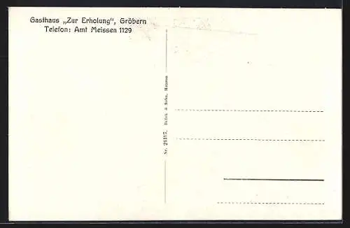 AK Gröbern / Meissen, Gasthaus zur Erholung im Abendlicht