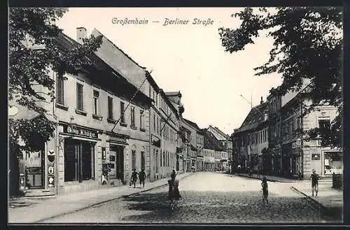 AK Grossenhain / Sachsen, Kolonialwaren Otto Kluge in der Berliner Strasse