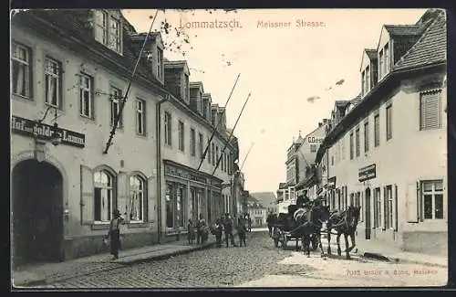 AK Lommatzsch, Gasthof zum goldnen Lamm v. Friedrich Müller an der Meissner Strasse