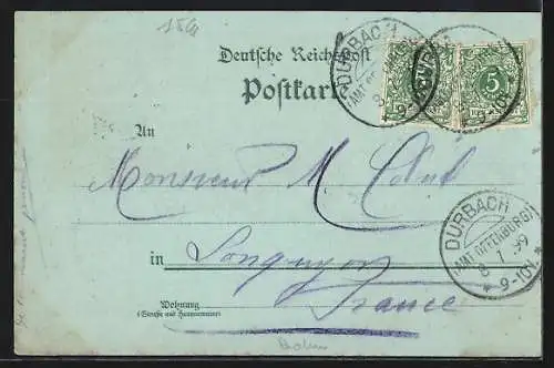 Lithographie Durbach, Gasthaus zum Ritter, Ortsansicht