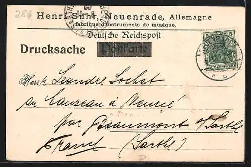 Lithographie Neuenrade, Fabrik für Musikinstrumente Henri Suhr, Zwerge