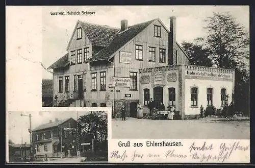 AK Ehlershausen, Gasthaus Heinrich Schaper, Bahnhof