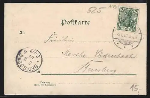 Lithographie Engelskirchen a. d. Agger, Hotel zur Krone v. Christian Kauert, Totalansicht von der Königswiese aus