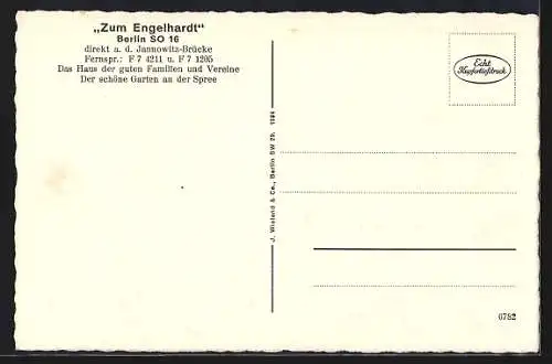 AK Berlin, Gasthaus Zum Engelhardt a. d. Jannowitz-Brücke