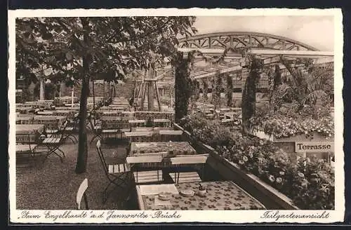 AK Berlin, Gasthaus Zum Engelhardt a. d. Jannowitz-Brücke, Terrasse