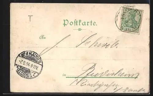 Lithographie Berlichingen, Handlung J. Rüdinger, Götzenburg, Kirche, Götz v. Berlichingen`s eiserne Hand, Totalansicht