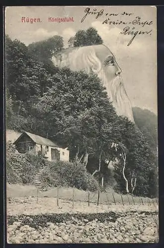 AK Königsstuhl / Rügen, Haus am Berg mit Gesicht / Berggesichter