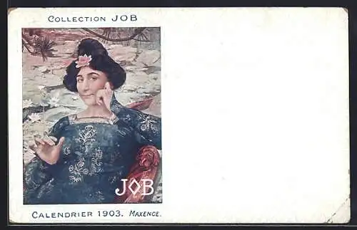 AK Collection JOB, Calendrier 1903, Zigaretteauichende Frau