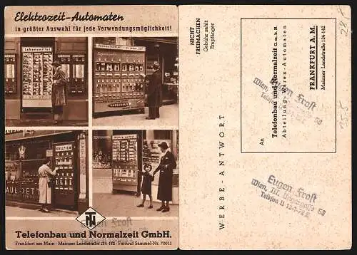 Klapp-AK Reklame für Elektrozeit-Automaten der Telefonbau und Normalzeit GmbH