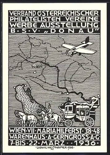 Künstler-AK sign. Ludwig Hesshaimer: Verband Österreichischer Philatelisten Werbe Ausstellung Wien 1936