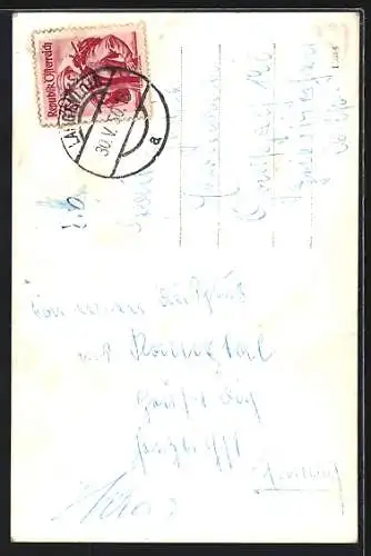 AK Gars am Kamp, Ortspartie mit Ruine