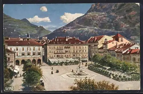 AK Bozen, Waltherplatz mit Denkmal