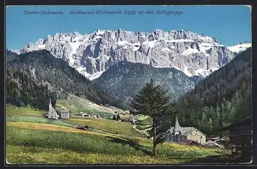 AK Wolkenstein /Grödnertal, Teilansicht mit Sellagruppe