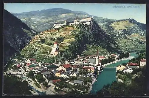 AK Klausen i. Tirol, Panoramablick auf Ort und Kloster