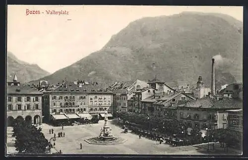 AK Bozen, Walterplatz mit Hôtel Stadt Bozen