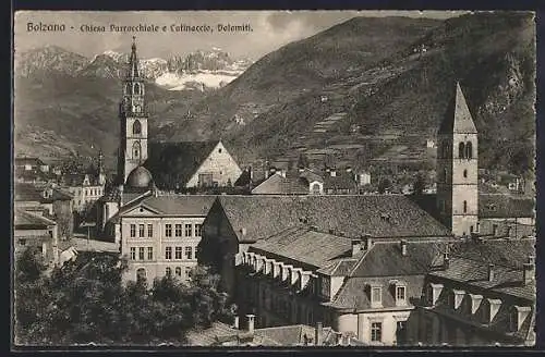 AK Bolzano /Dolomiti, Chiesa Parrocchiale e Catinaccio