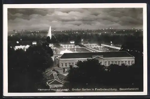 AK Hannover-Herrenhausen, Grosser Garten in Festbeleuchtung