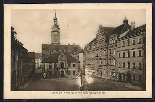 AK Gera, Rathaus vom Kornmarkt gesehen