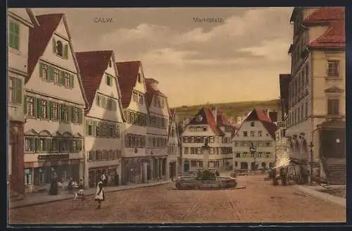 AK Calw, Brunnen am Marktplatz