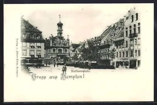 AK Kempten / Allgäu, Rathausplatz mit Geschäften