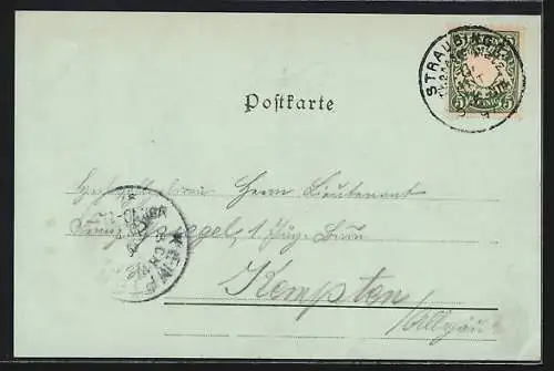 Mondschein-AK Straubing, Teilansicht mit Flusspartie