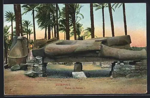 AK Memphis, Statue de Ramses II., Ausgrabung