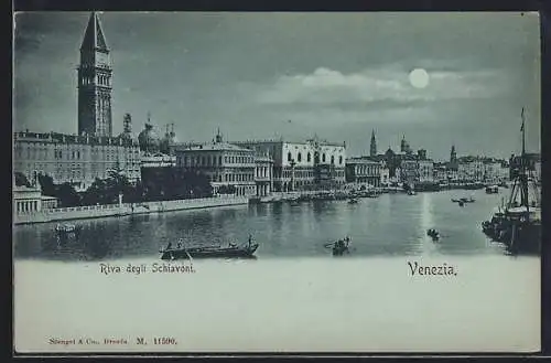 Mondschein-AK Venezia, Riva degli Schiavoni