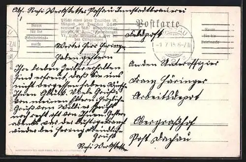 Künstler-AK Karl Alex Wilke: Vater, ich rufe dich! Soldaten zu Pferd, Kanone, Deutscher Schulverein