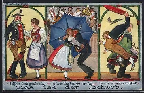 Künstler-AK Hans Boettcher: Das ist der Schwob, ufrichtig und gradraus, gutmütig bis dortnaus, wenns sei muss saugrob