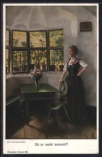 Künstler-AK sign. Rud. Eichstädt: Ob er wohl kommt?