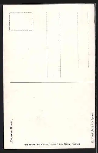 Künstler-AK E. Horst: Am Spinett, junge Dame am Tasteninstrument