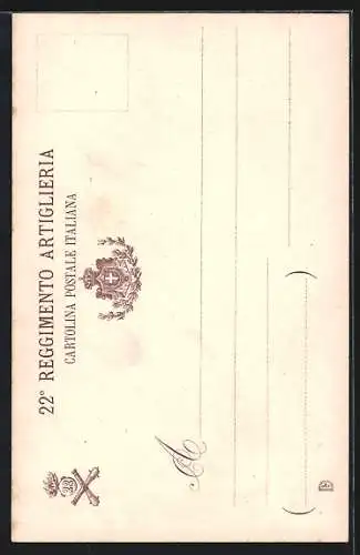 Lithographie Denkmal des 22. Artillerie Regiment mit Adler