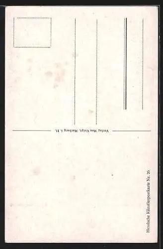Künstler-AK Der Feiertagskuchen, Junge Mädchen in hessischer Tracht, W. Thielmann