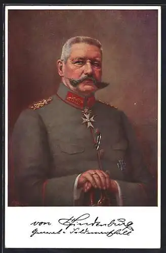 AK Portrait des uniformierten Generalfeldmarschalls Paul von Hindenburg