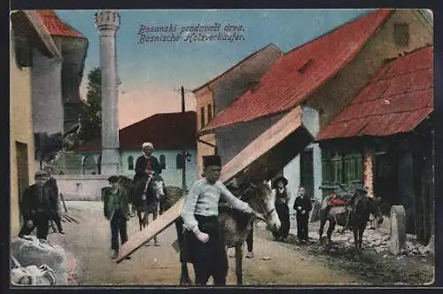 AK Bosnien, bosnische Holzverkäufer