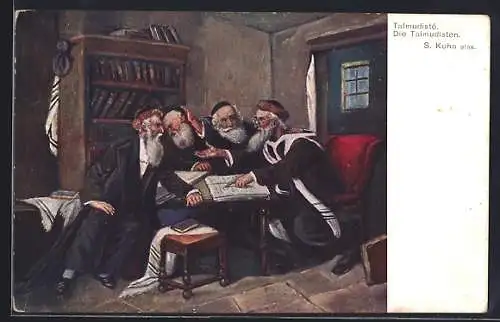 AK Juden beim Talmud-Studium, Judaika