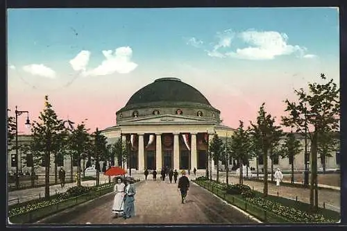 AK Leipzig, Internationale Baufachausstellung 1913, Lindenallee und Betonhalle