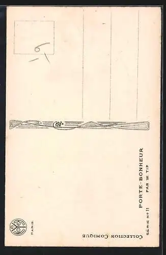 Künstler-AK sign. W. Tip: Affe mit Hut und goldener Hand, Porte Bonheur