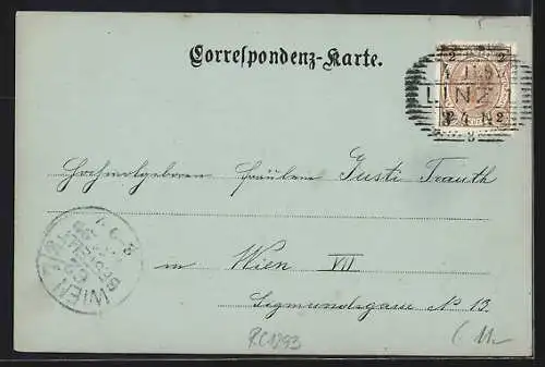 Mondschein-AK Linz, Urfahr, Totalansicht von der Pöstlingbahn
