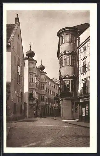 AK Linz a. d. Donau, Strassenpartie in der Altstadt