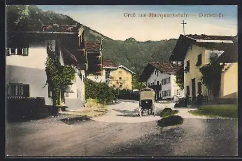 AK Marquartstein, Pferdewagen in der Dorfstrasse